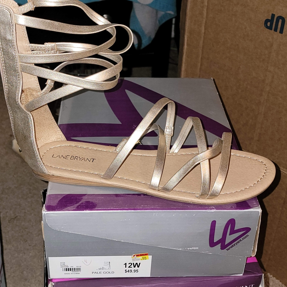 Lane Bryant Gold Sandals Strappy Design